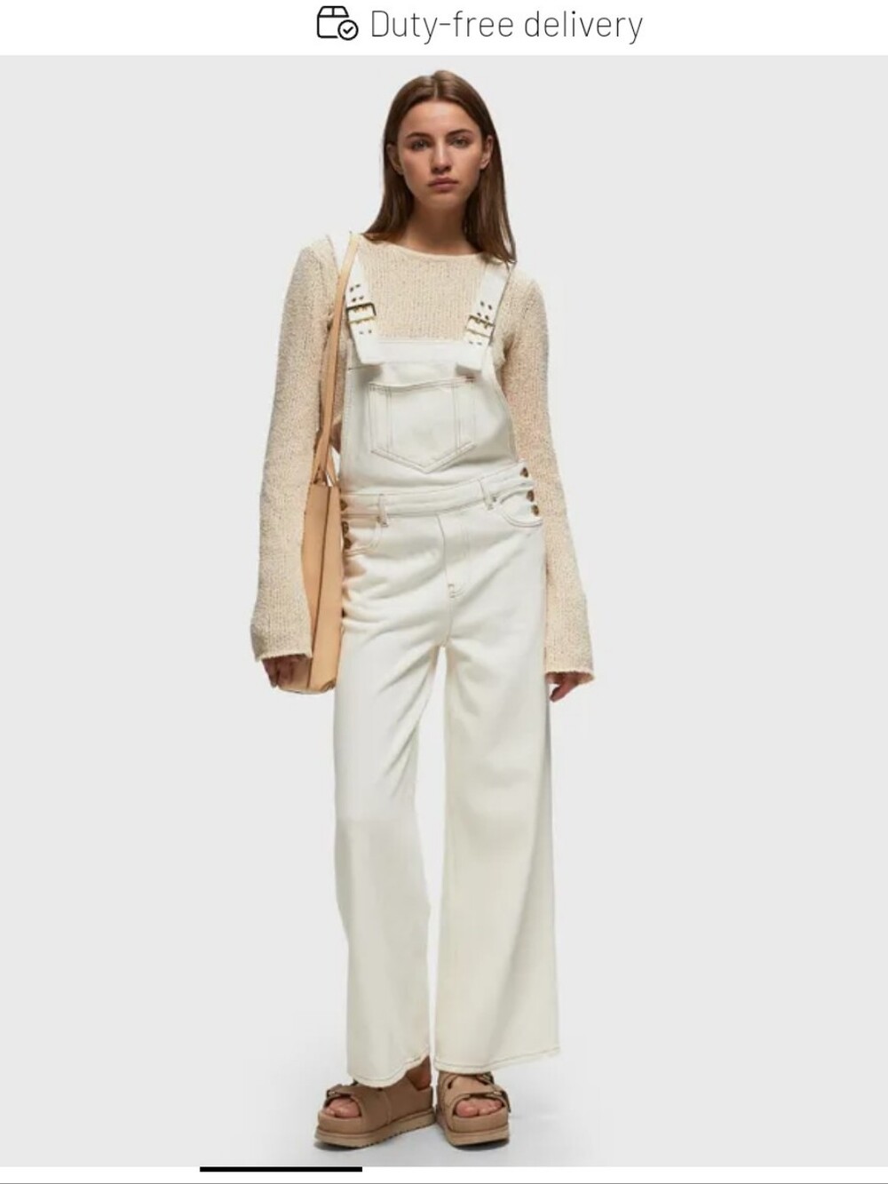 Ganni Heavy Denim Overalls Egret Cream Denim J1430 NWT Size 36 (US 4)